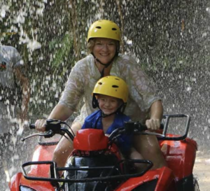 Mom and Kids on Tandem ATV Ubud Tour